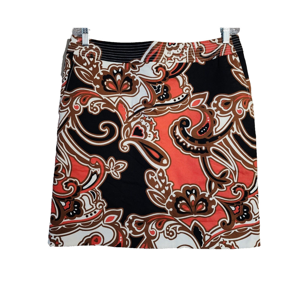 Merona Collection Womens Straight Skirt Size 14 Paisley Lined Short Stretch
